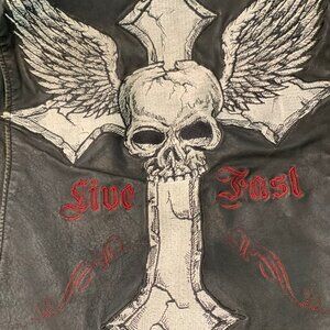 Affliction  XL Limited Edition black leather biker  jacket